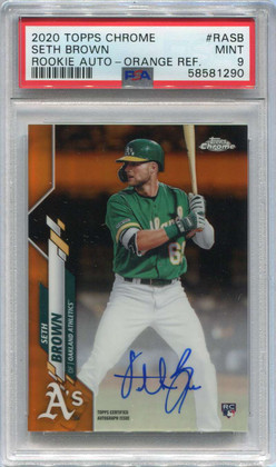 2020 Topps Chrome Orange Refractor Seth Brown Rookie Auto 18/25 PSA 9 MINT
