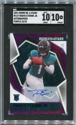 2021 Rookies Stars Signatures Purple 114 Travis Etienne Rookie Auto 22/25 SGC 10