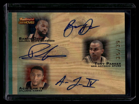 2007-08 Topps Trademark Moves Ink Law Baron Davis Tony Parker Triple Auto 35/39