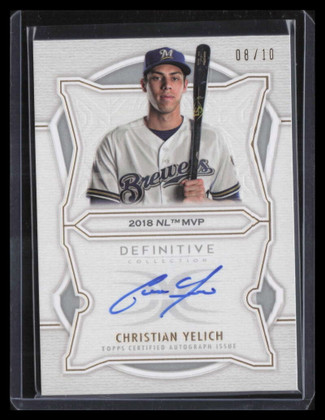 2020 Topps Definitive Defining Accolades Autographs Christian Yelich Auto 8/10