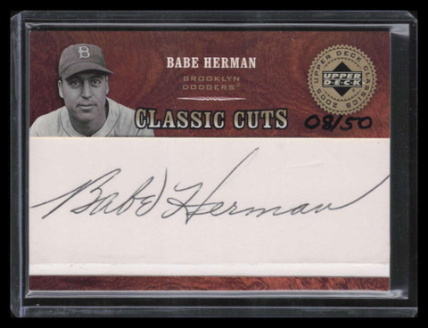 2005 Upper Deck Classics Classic Cuts BH Babe Herman Cut Auto 8/50