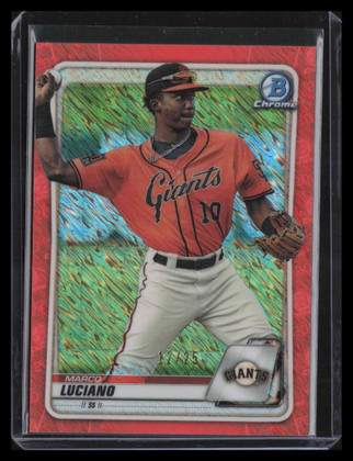 2020 Bowman Chrome Prospects Orange Shimmer Refractor Marco Luciano Rookie 12/25