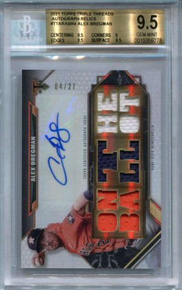 2021 Topps Triple Threads Autograph Relics Alex Bregman Jersey Auto 4/27 BGS 9.5