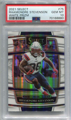 2021 Select Prizm White 75 Rhamondre Stevenson Rookie 25/35 PSA 10 GEM MT
