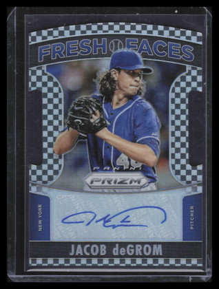 2015 Panini Prizm Fresh Faces Black White Checker 24 Jacob deGrom Auto 7/75
