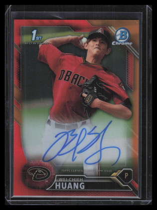 2016 Bowman Chrome Autographs Orange Refractor Wei-Chieh Huang Rookie Auto 12/25