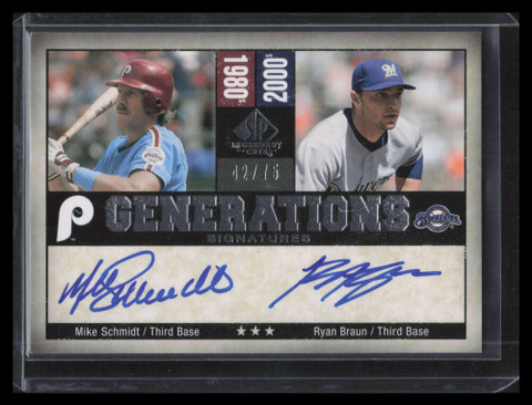 2008 SP Legendary Cuts Generations Autographs Braun Mike Schmidt Dual Auto 42/75