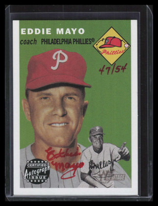 2003 Topps Heritage Real One Autographs Red Ink EM Eddie Mayo Auto 47/54