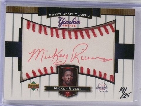 2003 UD Sweet Spot Yankee Greats RED INK Autograph Mickey Rivers #D19/25