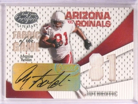 2004 Leaf Certified Fabric FOTG Anquan Boldin autograph jersey #D76/81