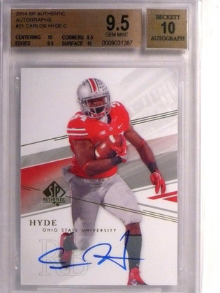 2014 Sp Authentic Carlos Hyde autograph auto rc rookie #21 BGS 9.5 GEM MINT
