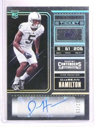 2018 Panini Contenders Ticket Foil Daesean Hamilton autograph rc #D12/15