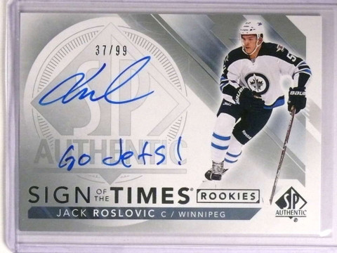 2017-18 Sp Authentic Sign Of Times Go Jets Jack Roslovic autograph rc #/99