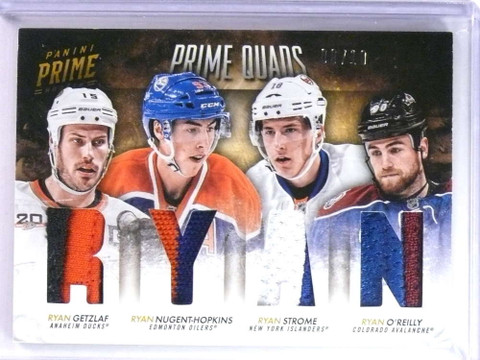 2013-14 Panini Prime Quads Ryan Getzlaf Nugent-Hopkins Strome patch #/10