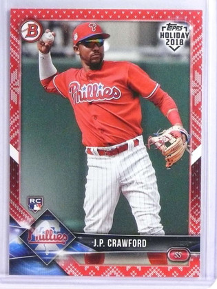 2018 Topps Bowman Holiday Ugly Sweater Red J. P. Crawford Rookie #D09/10
