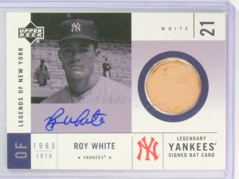 2001 Upper Deck Legends of New York Roy White autograph auto bat #RW