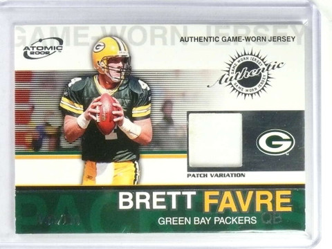 2002 Pacific Atomic Brett Favre Game Worn Jersey Patch #D039/100 #36