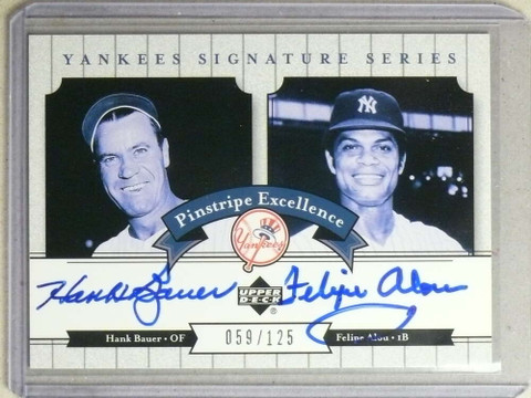 2003 UD Yankees Signature Pinstripe Hank Bauer Felipe Alou Auto #59/125