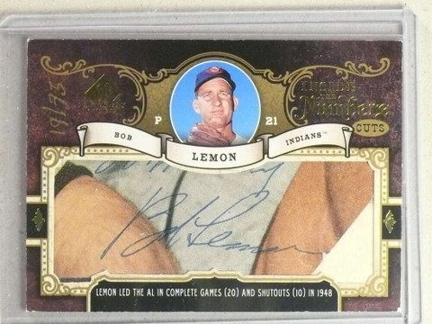 2007 UD SP Legendary Cuts Inside Numbers Bob Lemon Cut Autograph #D19/75