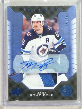 2019-20 Upper Deck Trilogy Blue Mark Scheifele Autograph Patch Jersey #6/25