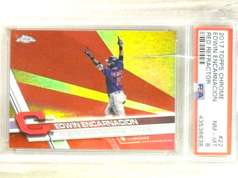 2017 Topps Chrome Red Refractor Edwin Encarnacion #4/5 #22 PSA 8