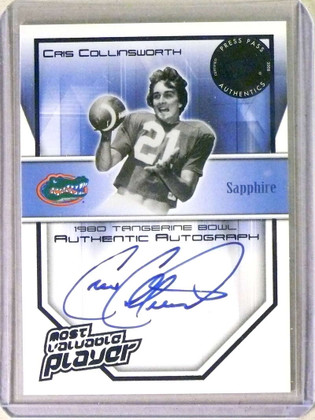 2008 Press Pass Legends Bowl Sapphire Cris Collinsworth Autograph #D/50