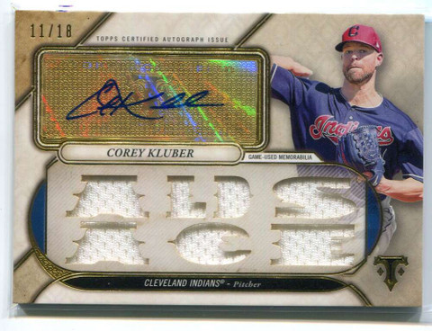 2017 Topps Triple Threads Relic Autograph ttarck1 Corey Kluber Jersey Auto 11/18