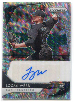 2020 Panini Prizm Autographs Prizms Blue Wave 15 Logan Webb Rookie Auto 27/50