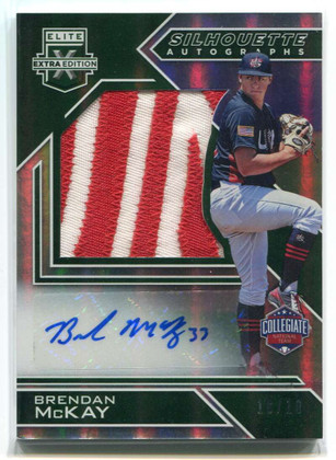 2016 Elite USA Silhouette Emerald 15 Brendan McKay Rookie Flag Patch Auto 10/10