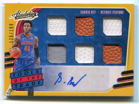 2020-21 Absolute Tools of Trade Saddiq Bey Rookie Six Ball Jersey Auto 126/199