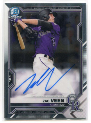 2021 Bowman Chrome Prospect Autographs CPAZV Zac Veen Rookie Auto