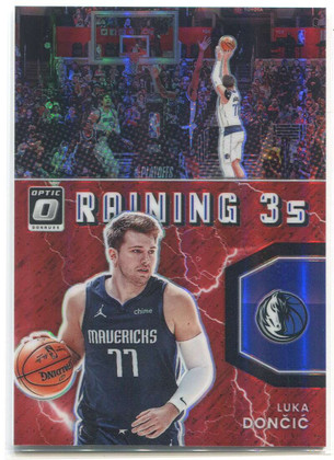 2021-22 Donruss Optic Raining 3s Red Refractor 4 Luka Doncic 14/99