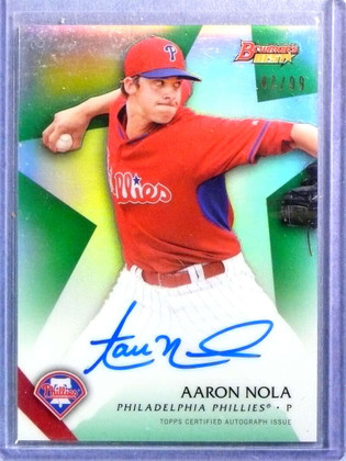 2015 Bowman's Best Of '15 Green Refractor Aaron Nola Autograph Auto #47/99