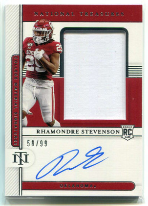 2021 National Treasures Collegiate Rhamondre Stevenson Rookie Patch Auto 58/99