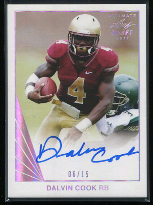 2017 Leaf Ultimate Draft Silver Spectrum ubadc1 Dalvin Cook Rookie Auto 6/15