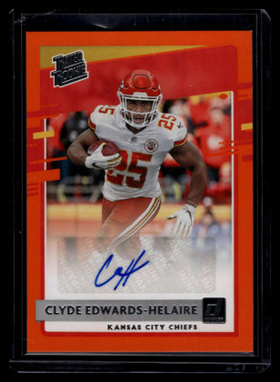2020 Donruss Rated Autographs Orange 321 Clyde Edwards-Helaire Rookie Auto