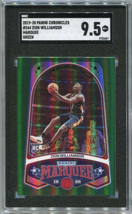 2019-20 Panini Chronicles Green 244 Zion Williamson Marquee RC SGC 9.5 MT+