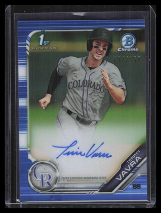 2019 Bowman Chrome Autographs Blue Refractor Terrin Vavra Rookie Auto 94/150