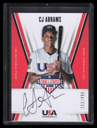 2019 USA Stars Stripes 18u Signatures Black Ink CJ Abrams Rookie Auto 252/499