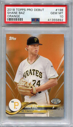 2018 Topps Pro Debut Orange 198 Shane Baz Rookie 2/25 PSA 10 GEM MT