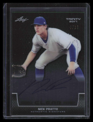 2017 Leaf Trinity Clear Autographs Green canp2 Nick Pratto Rookie Auto 9/10