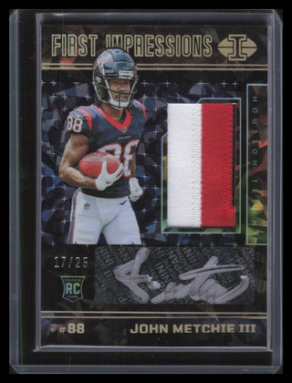 2022 Panini Illusions Black Ice White Ink John Metchie Rookie Patch Auto 17/25