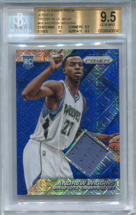 2014-15 Panini Prizm Prizms Blue Mojo 66 Andrew Wiggins Rookie Jersey BGS 9.5