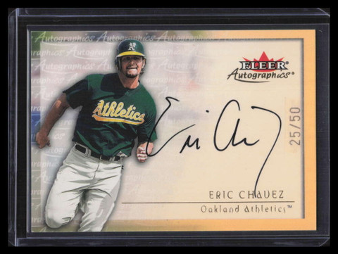2001 Fleer Autographics Gold 20 Eric Chavez Auto 25/50