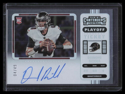 2022 Panini Contenders Playoff Ticket 114b Desmond Ridder Rookie Auto 4/49