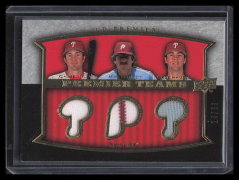 2008 Upper Deck Premier Teams Gold USH Hamels Utley Schmidt Triple Jersey 14/33