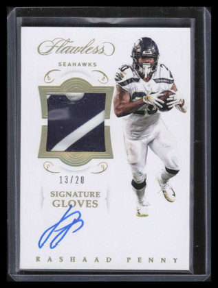 2018 Panini Flawless Signature 15 Rashaad Penny Rookie Glove Patch Auto 13/20
