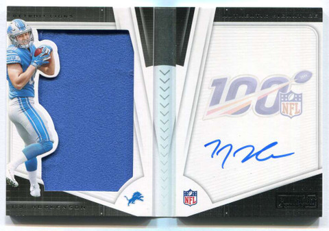 2019 Panini Playbook 221 T.J. Hockenson Rookie Booklet Jumbo Jersey Auto 112/199