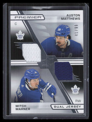 2021-22 Upper Deck Premier PDMM Mitch Marner Auston Mathews Dual Jersey 41/99