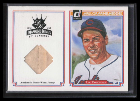 2003 Diamond Kings HOF Heroes Reprints Materials 3 Lou Boudreau Jersey 1/50